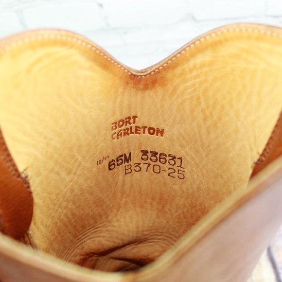 Vintage Bort Carleton Brown Distressed Leather Riding Heeled Boots Size 6.5 M - Picture 6 of 9